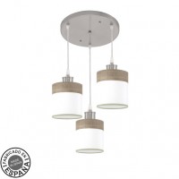 Distribuidor - Lâmpadas Diversas | Lâmpadas Modernas | PLAFON CLOE 3XE27 NIQUEL/BLANCA-MADERA GRIS REGX42X42 CM Ref: 175483083